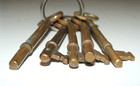 Lot Of  5  Antique Brass Skeleton Keys On Ring