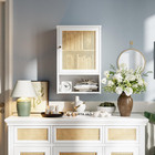 Bathroom Wall Cabinet  Bamboo Over-the-toilet Storage Organizer With Rattan Door