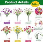 24 Bundles Artificial Flowers For Outdoors  Fake Silk Flowers Uv Resistant Faux 