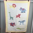 Pottery Barn Kids Safari Animal Crib toddler Quilt   2 Window Valances