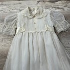 Vintage Ainsworth Ivory Organza Lace Maxi Flower Girl Dress Puff Sleeve
