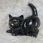 Vintage Ceramic Black Cat Figurine Holland Mold  Hand Painted Kitty