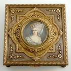 Large Antique French Miniature Portrait Bronze Jewelry Box Princesse Lamballe