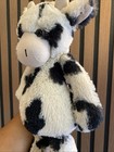 Jellycat London Bashful Cow Calf 12  Plush Black White Stuffed Animal