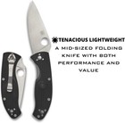 Spyderco Lightweight Tenacious Folding Knife  3 39  Frn Satin Plain Blade  Black