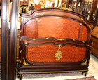 Exquisite French Antique Parquetry Rosewood Louis Xvi Queen Size Bed With Ormolu