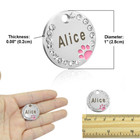 Paw Print Rhinestones Custom  Laser Engraved Dog Cat Tag Personalized free Ring