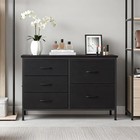 Tv Stand With 5 Fabric Storage Drawers chest Of Drawers W wooden Top metal Frame