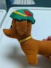 Vintage Dakin Dream Pets Plush Dachshund Dog With Green Hat 1960 s 1970 s 