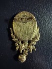 Cameo Brooch Gold Tone With Rhinestones  Dangling Accent  Oval Beauty Theme