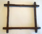 Antique - Adirondack Style Wooden Picture Frame Carved Wood With Glass
