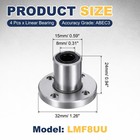 4 Pcs Lmf8uu Linear Ball Bearings 8mm Bore Round Flange For Cnc 3d Printer