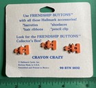  3  1980 s Hallmark Friendship Pink Plastic Shank Buttons Crayon Crazy Nos Card