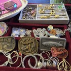 Junk Drawer Lot Mixed Items Jewelry Trinkets Coins Watches  read Description  