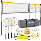 Professional Volleyball Badminton Net Set W adjustable Poles Volleyball 4 Racket