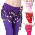 Sexy Belly Dance Dancing Hip Skirt Scarf Wrap 3 Row Gold Coin Belt Costume Dress