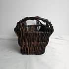 Rustic Wicker Basket With Handles Dark Stained Handwoven Gathering Storage Decor