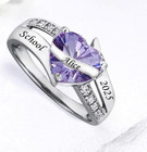 High School Class Ring Women New Collection For Heart Birthstone Graduation Gift