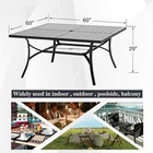 60  Patio Dining Table For 8 Person Outdoor Metal Large Table With Umbrella Hole