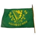 Vintage Cotton Erin Go Bragh Irish Heritage Flag With Golden Harp   Winged Woman