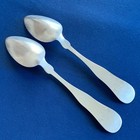 Coin Silver Fiddle Pattern F B Dodge 1855-1885 Monogram Cpd 2 Spoons 6 Inches Ea