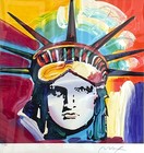Large 24  X 24  Peter Max Signed Serigraph Liberty Head Hors De Commerce 18 100