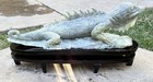 Green Jade Lizard   Iguana Reptile Figurine Statue On Black Display Base