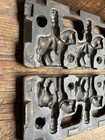 Antique Toy Candy Mold - Cast Iron 3 Rider On Horse   Separate Unhinged Halves