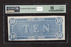 1864  10 T-68 Confederate States Of America Note - Pmg 63 Epq