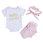 3pcs Newborn Baby Girl Outfits Clothes Romper Tutu Dress Jumpsuit Bodysuit Set