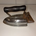 Antique Self Heating Gas Flat Iron Wood Handle Rustic Patina As-is Untested