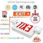 Led Combo Emergency Exit Sign Light With Two Adjustable Head Lights  ac120 277v
