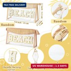 Boho Patch Beach Cosmetic Bag Summer Chenille Varsity Toiletry Makeup