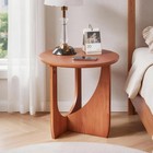 20 In Round Wood Accent Side Table Sculptural Curved Base Small Coffee Table