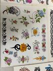 1993 Official Tattoo Brand Lot Of 9 Flash Sheets Flower   Animals Figures