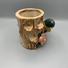 Vintage Figural Bird On Branch With Pink Flower Planter Made In Occupied Japan