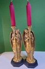 Vtg Bombay Co  Pair  Of Guardian Angel Candle Holders  Gold   Heavy Duty  13 