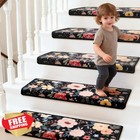 Rora Bullnose Stair Treads 2 Pack Floral Non-slip Peel Stick Carpet Rugs