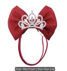 Dog Red Glitter Bow Headband Rhinestone Princess Crown Accessory Puppy