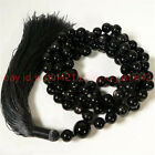 8mm Black Obsidian 108 Prayer Beads Tibet Buddhist Mala Necklace Bracelet
