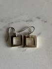 925 Sterling Silver Square Geometric Dangle Hook Earrings Signed 1 In