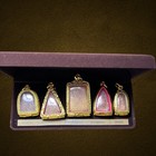 Benjapakee Thai Amulet Set     5 Sacred Buddha Charms In Frames     Somdej  Nang Pha