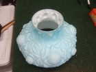 Antique Oil Lamp Shade Blue Satin Roses Glass 9 75    Fitter Rim Globe Beautful