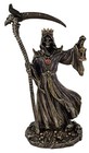 8 1 4  Crowned Skeleton Reaper Holding Scythe And Hourglass Statue Bronze Color