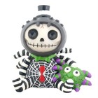 Furrybones Webster Skeleton In Black Widow Costume Holding Spider Figurine