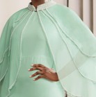12 Ashro Green Formal Wedding Church Party Pearl Trim Cape Jacket Dress
