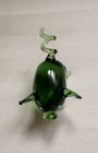 Unbranded New Green Glass Pig Figurine With Curly Tail  Mini  Vintage