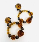 French Gripoix Poured Glass Beaded Drop Dangle Earrings Signed Vintage J G2u