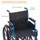 Drive Medical Blue Streak Wheelchair W flip Back Desk Arms Elevating Leg Rests