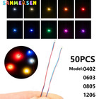 50pcs bag 0402 0603 0805 1206 Smd Lamp Wired Micro Litz Led Pre-soldered Chip Wi